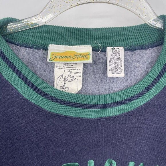Sesame Street mens M vintage tickle me elmo sweater 90s Y2K Navy blue - Picture 2 of 5